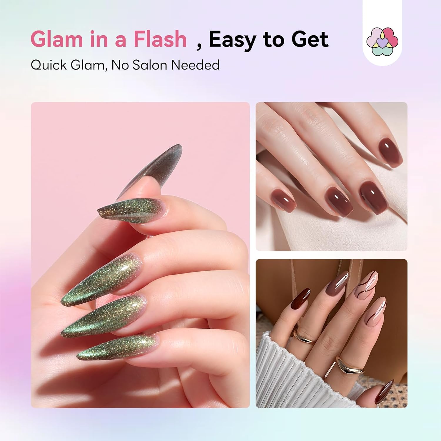SAVILAND Hema-Free Poly Extension Gel Nail Kit: 15 Colors Poly Gel Nail Kit for 4 Weeks Lasting, White Jelly Nude Brown Glitter Cat Eye with Slip Solution U V Lamp for Nail Art Home Salon Daily DIY