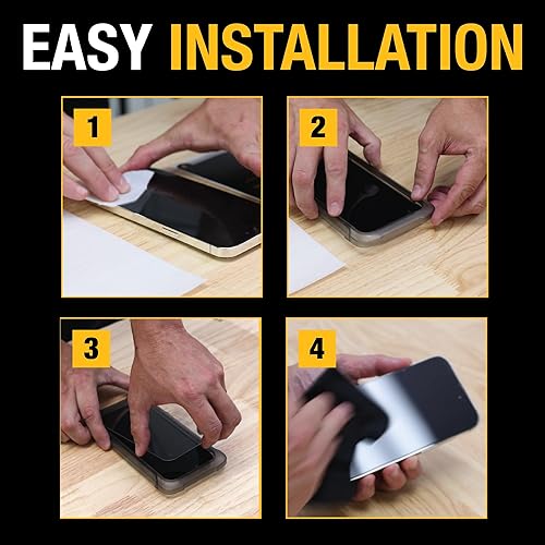 Miniatura 28 de DEWALT Protector de pantalla de vidrio resistente para iPhone 14 Pro Max, paquete de 2 protectores de pantalla de vidrio templado, compatible