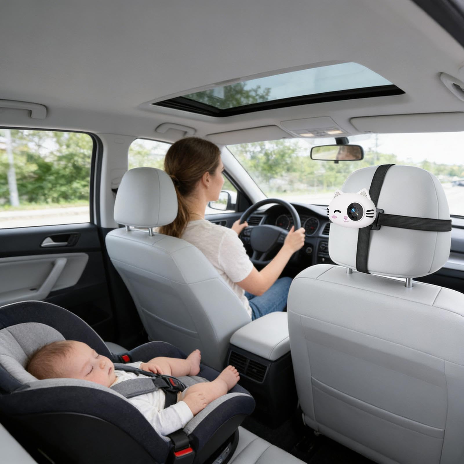 Telecamera per Bambini in Auto con Visione Notturna 1080P Video Plug and | Telecamera Auto Senza Fili Mamma Papà Viaggi Gite in Auto Guida Lunghe Distanze Campeggio Shopping Picni