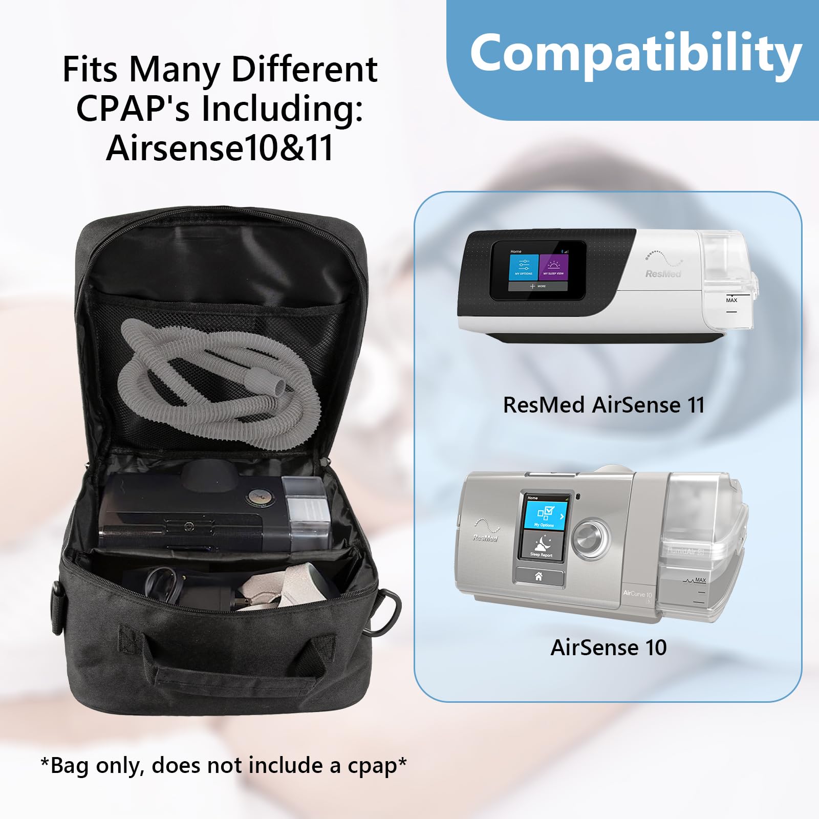 Snugell Travel Portable Carrying Bag For ResMed AirMini Travel CPAP Machine