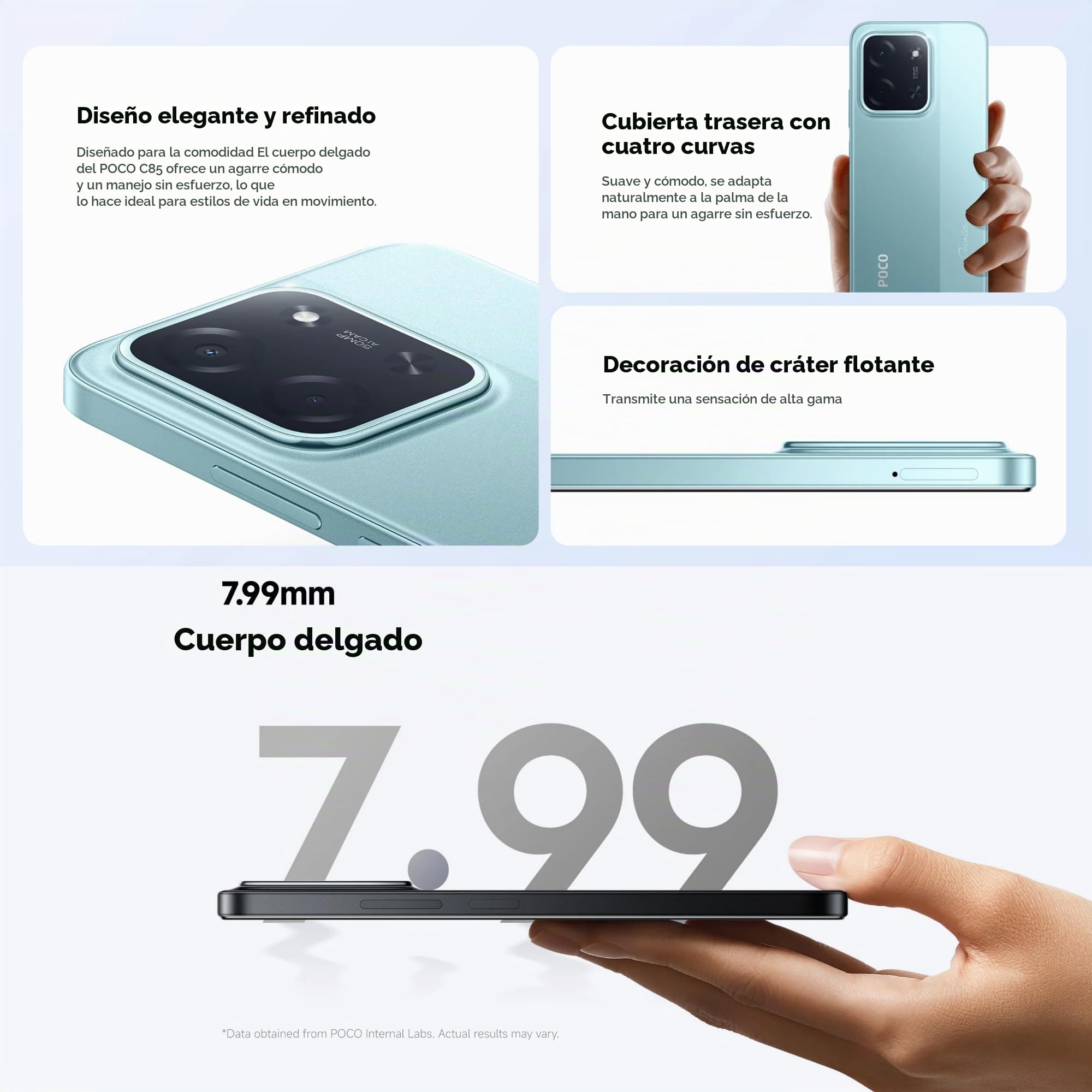 XIAOMI POCO C85 - Smartphone de 6+128GB, Cámara Dual de 50MP con AI, Pantalla inmersiva de 6,9”, Potente procesador Octa-Core, Carga rápida de 33W, 6000mAh, Cargador no Incluido, Morado (Versión ES)