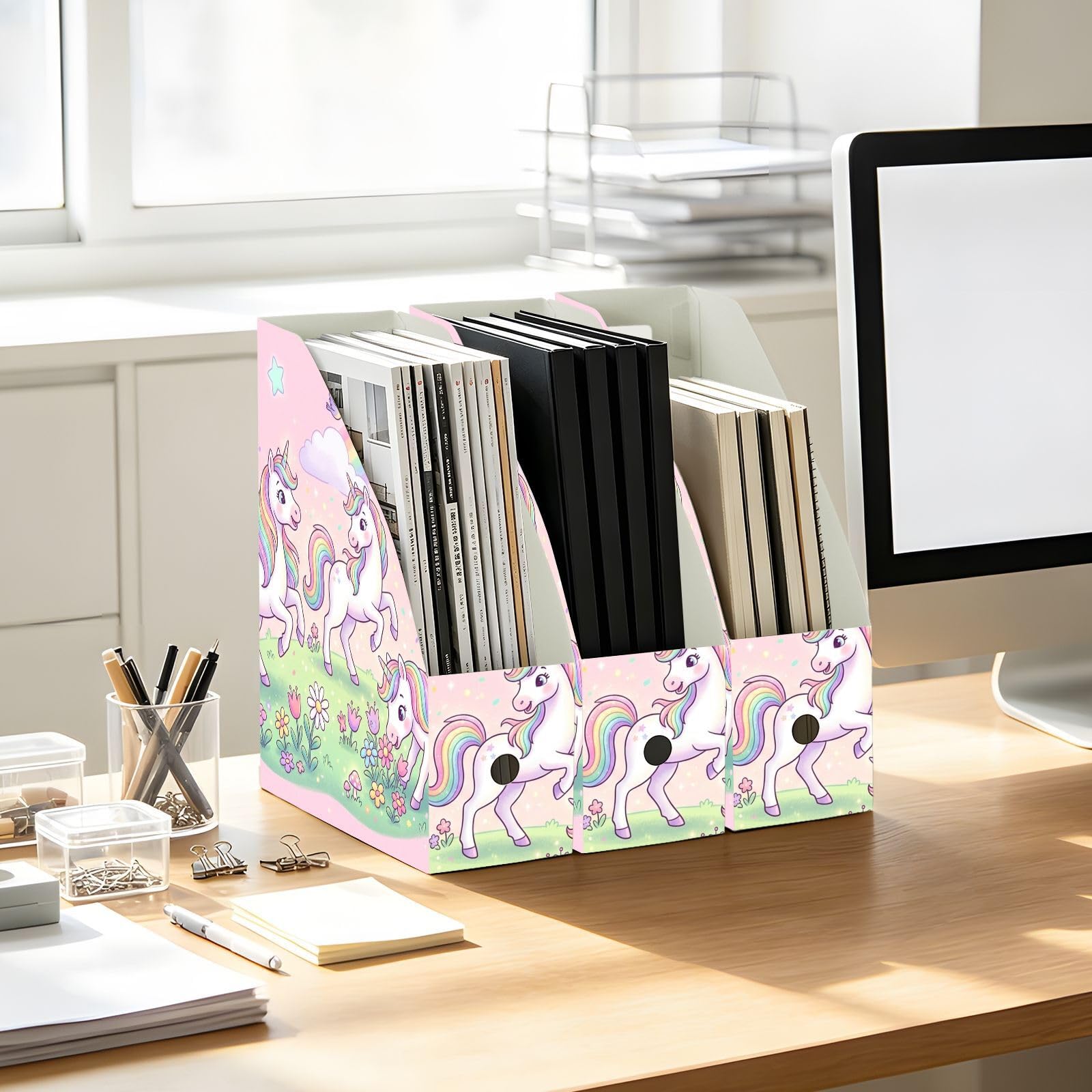 Porte-revues licorne rose en plastique PP