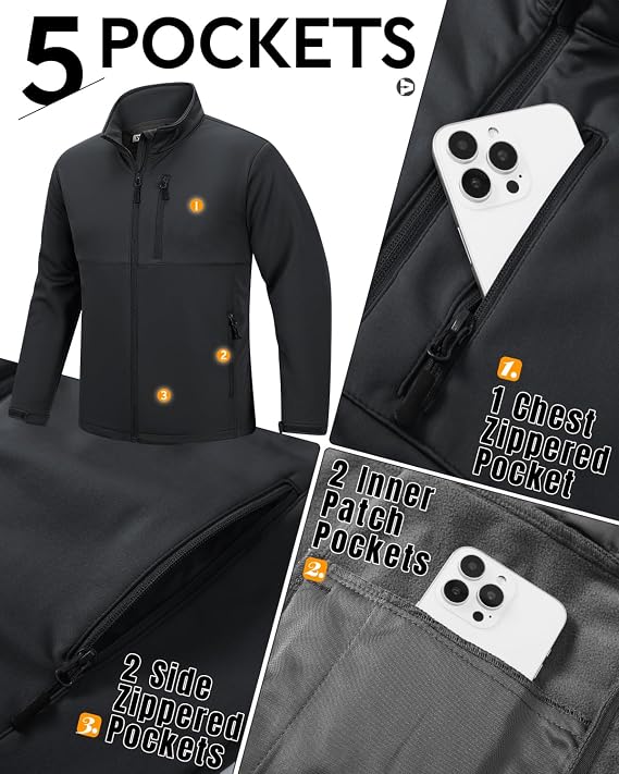 Outdoor Ventures Men's Waterproof Softshell Jacket Warm Golf Outerwear
