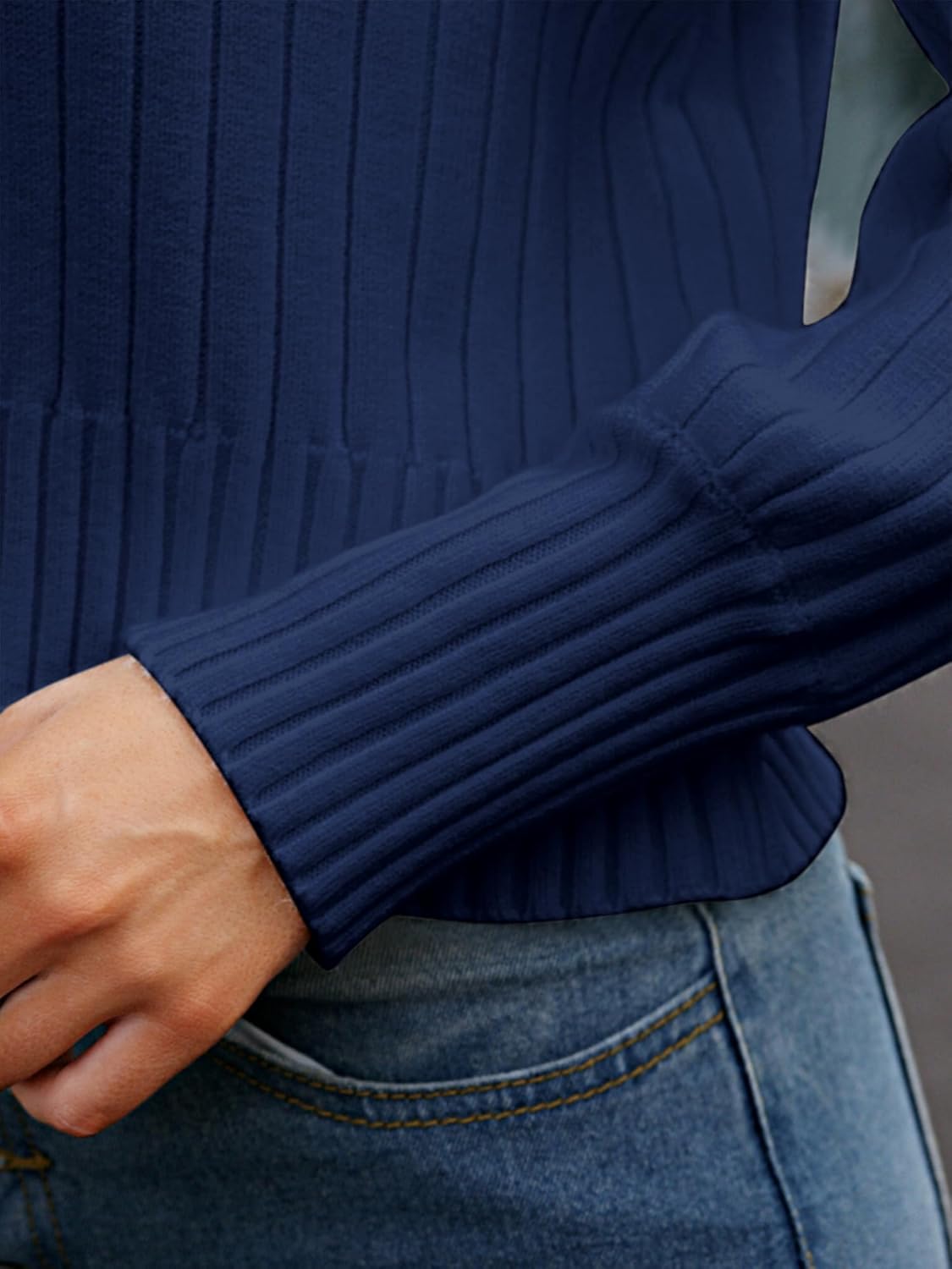 ZAFUL Women's Mock Neck Sweater Long Sleeve Ribbed Knit Basic Cropped Pullover Sweater - Image 5