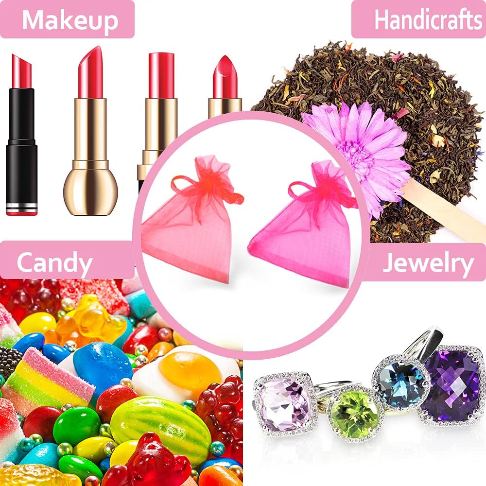 LYSXP Organza Bags 3.5x4.7 Inch 100pcs Random 10 Colors Mesh Organza Gift Bags with Drawstring, Jewelry Favor Pouches Wedding Party Christmas Candy