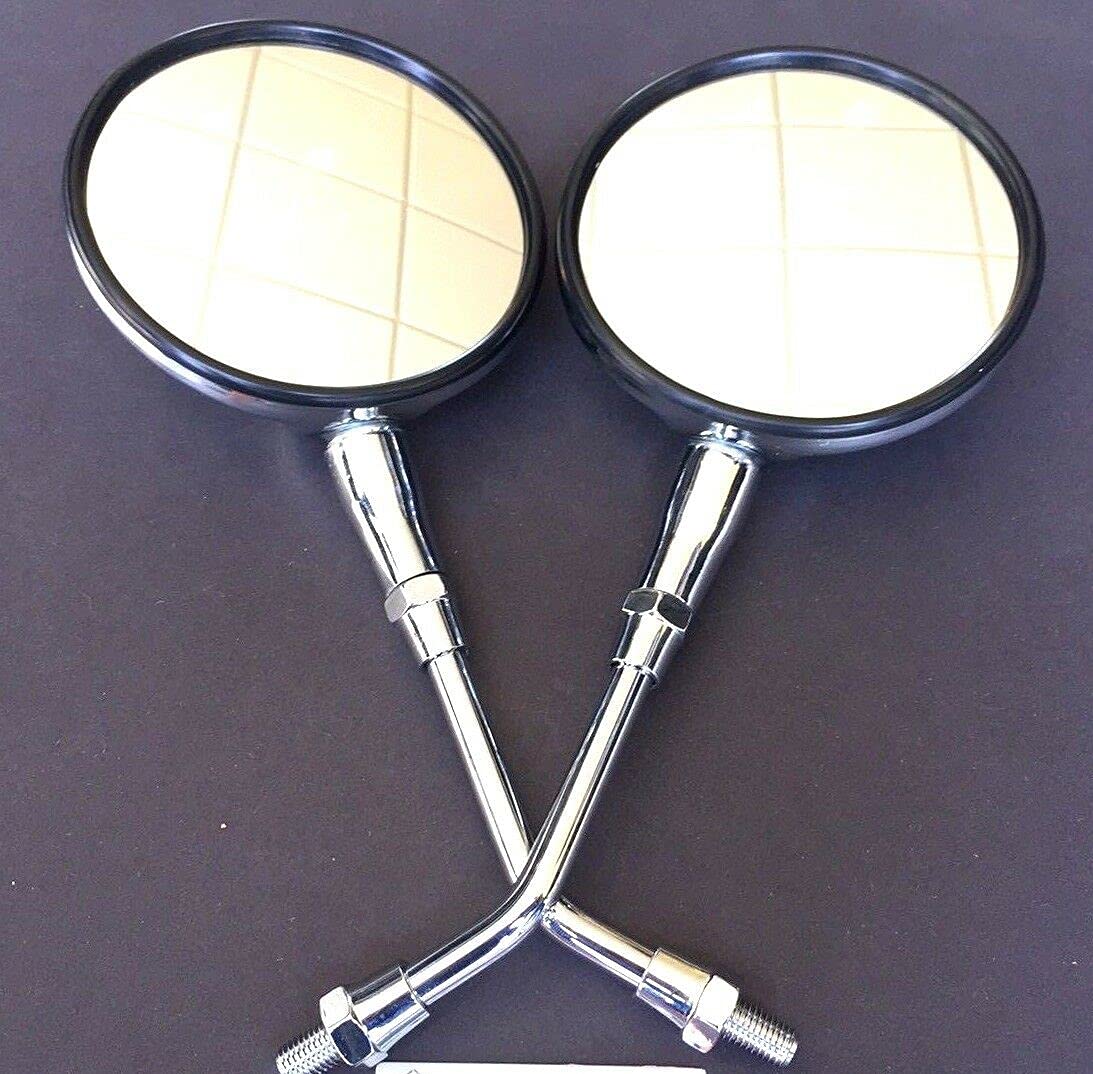 2x Rückspiegel M10 verchromt für Roller Motorroller Retro Universal Spiegel Set links rechts passend für china Scooter Easy Cruiser Legatus Burnout Alpha Firenze Lexmoto Valencia Casabike Emco Ves