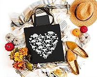 Vista 2 de Bolsa de lona de dinosaurio para mujer, diseño estético de corazón, reutilizable, bolsa de compras, regalos divertidos