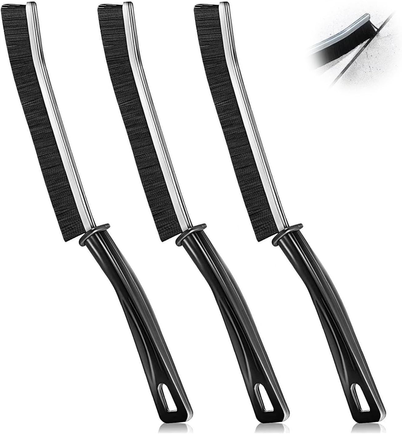 GIONAR Hard-Bristled Crevice Cleaning Brush, Crevice Gap Cleaning Brush Tool, Hand-Held Groove Gap Cleaning Tools, Bathroom Gap Cleaning Brush, Gap Cleaning Brush with Long Handle (3pcs)