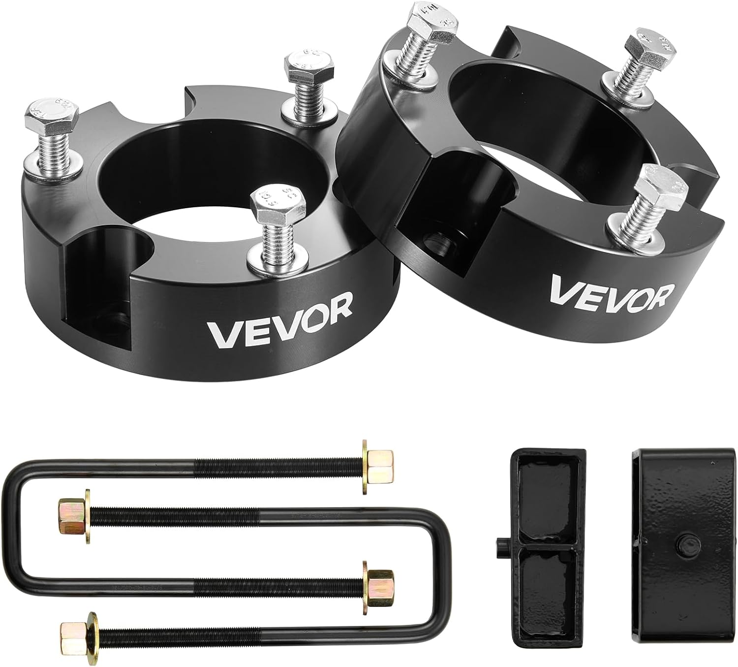 VEVOR 3 Inch Front and 2 Inch Rear Leveling Lift Kit for 2005-2021, 2022, 2023 Toyota Tacoma 2WD/4WD, Chassis Level Kit with 2 Front Strut Spacers, 2 Rear Lift Blocks, 4 U-Bolts, Suspension Level Kit