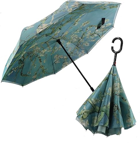 Vista 214 de SIEPASA Paraguas invertido invertido de 49/56 pulgadas, doble toldo extra grande, ventilado, resistente al viento, impermeable, paraguas de golf