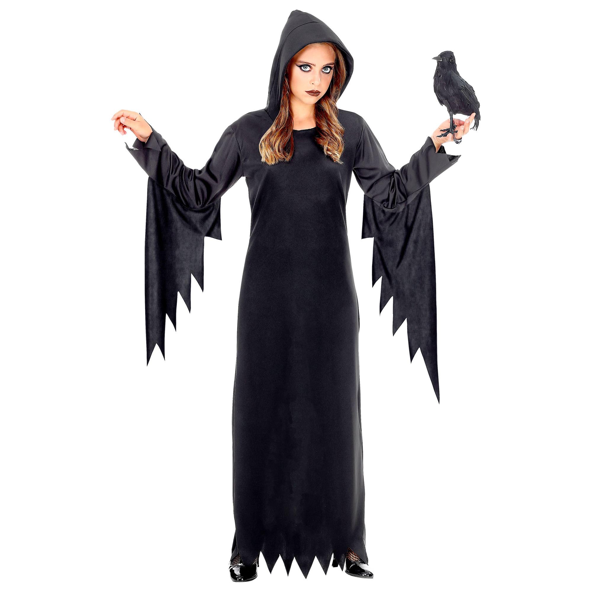 W WIDMANN MILANO Party Fashion - Kinderkostüm Dunkle Königin, Kleid mit Kapuze, Gothic Queen, Faschingskostüme