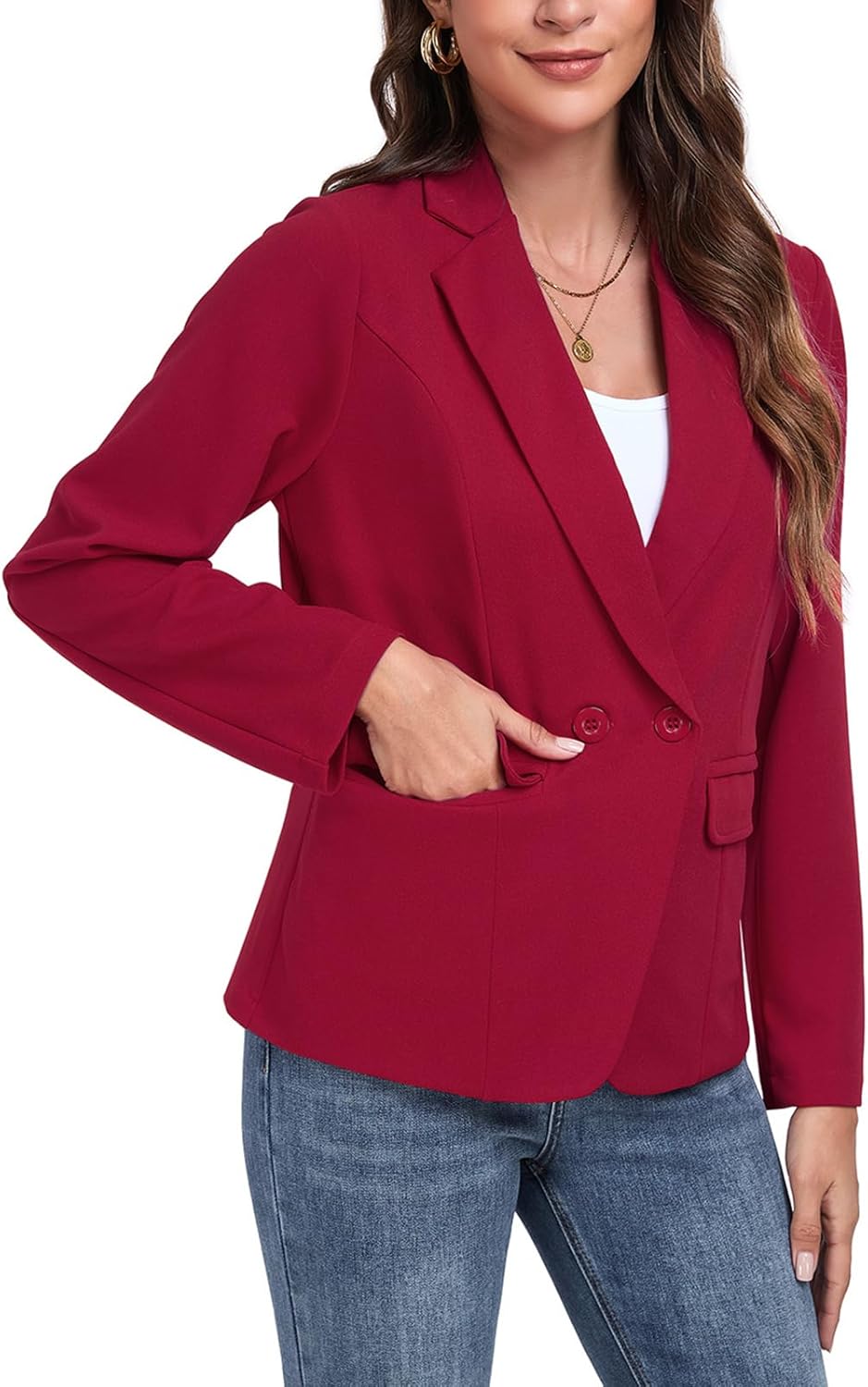 MINTLIMIT Long Sleeve Blazers for Women Button Front Lapel Collar Jacket Casual Work Office Blazer Jackets with Pockets - Image 4