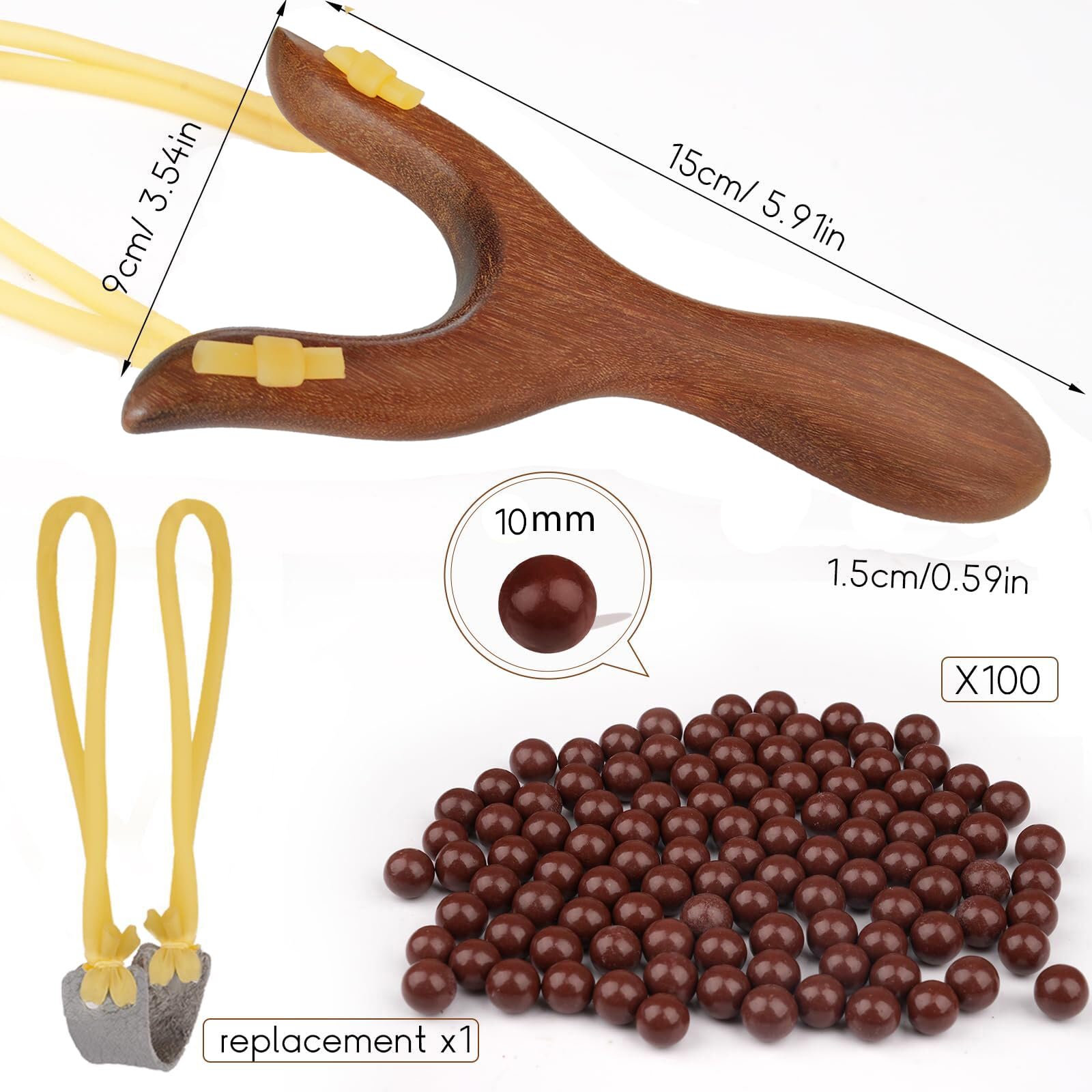 Solid Wooden Slingshot with Classic Construction Hunting Slingshot for Catapult Game,Outdoor,Huting-for Biginners/Adult (Brown)