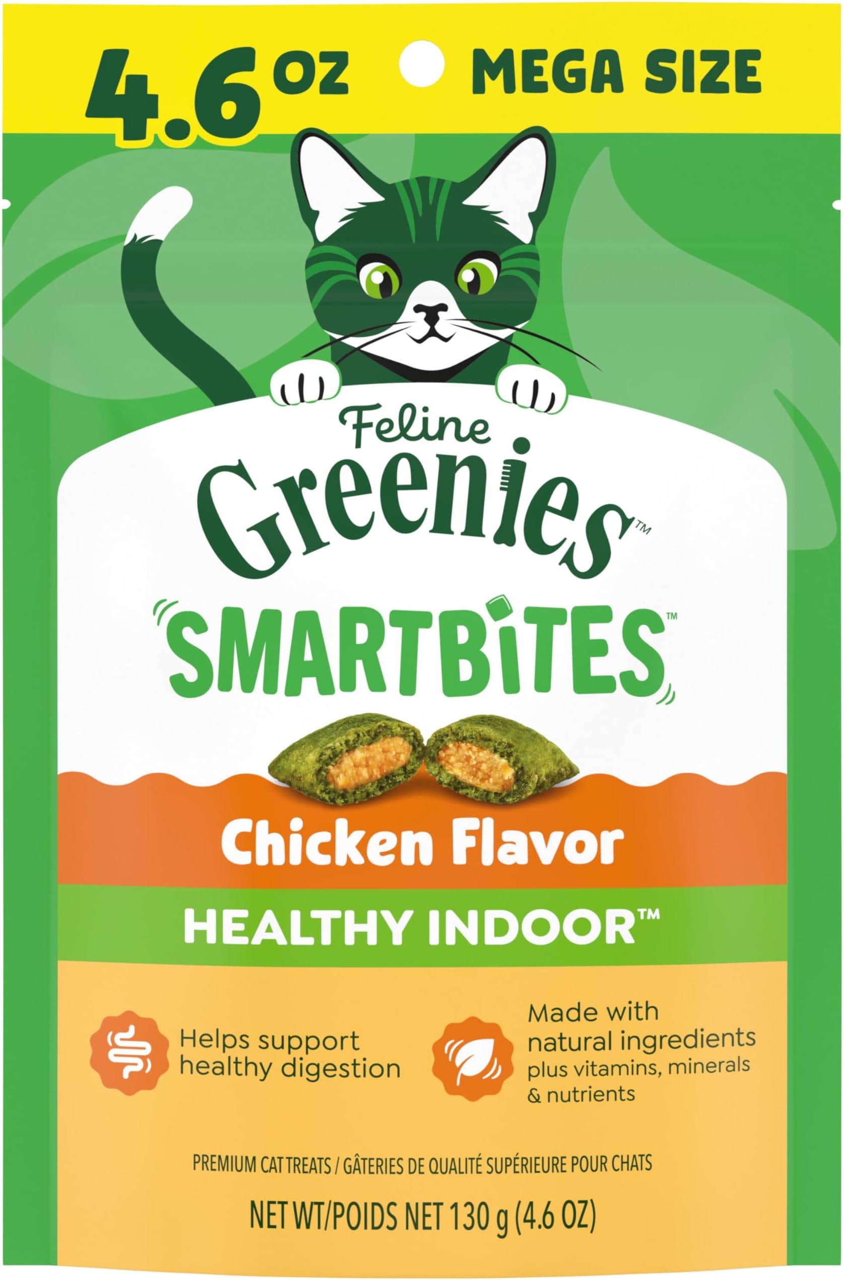 Feline Smartbites, Cat Treats Healthy Recipe, Indoor Cat Treats, Chicken Flavor, 4.6 oz. Pack