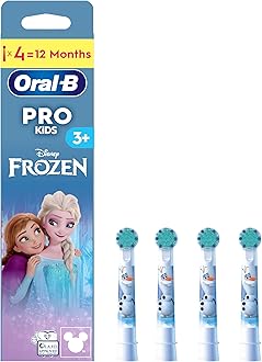 Pro Kids Electric Toothbrush Head, Oral B Electric Toothbrushes Kids, with Disney Frozen Characters, Extra Soft Bristles, for Ages 3+, Pack of 4 Toothbrush Heads, White