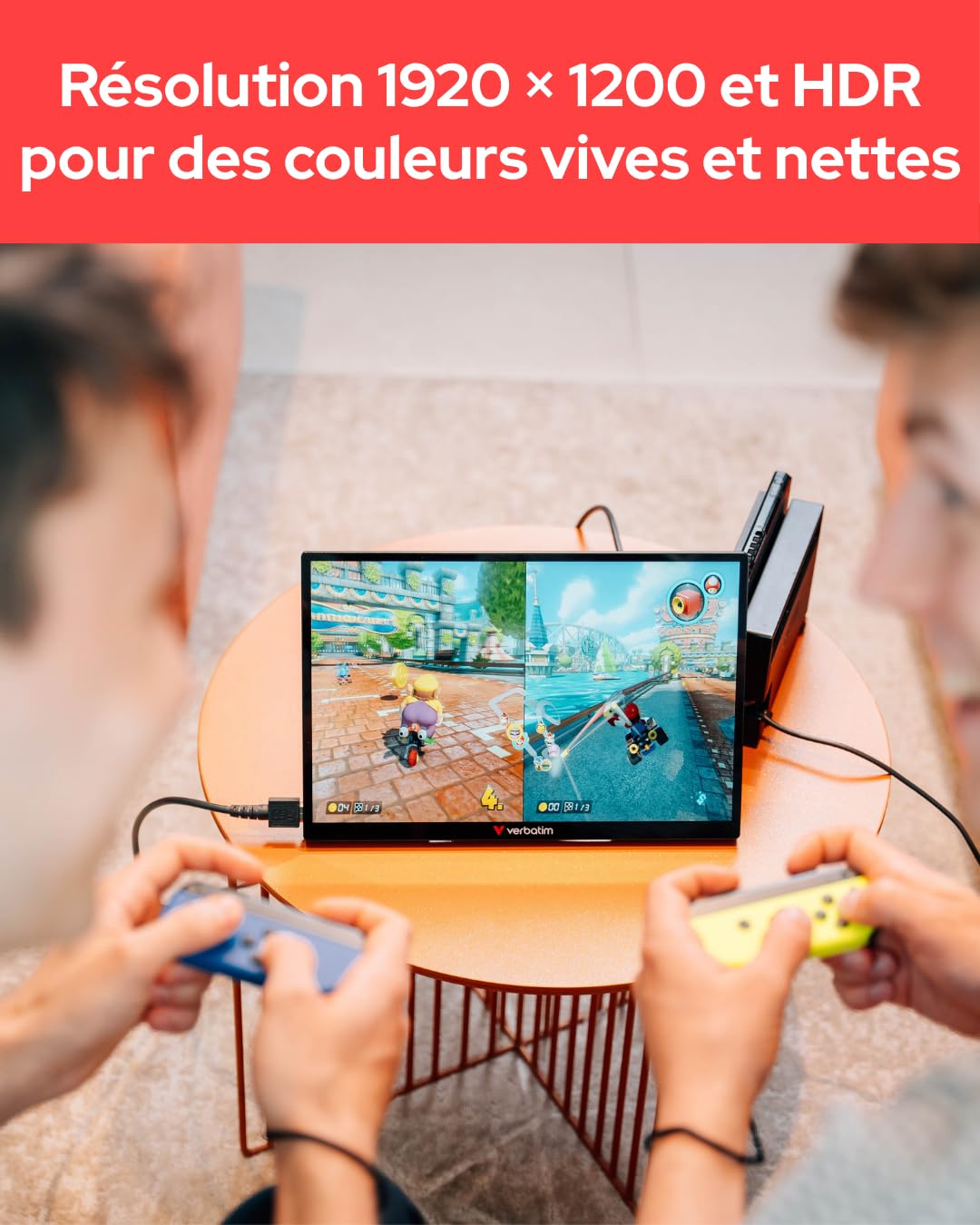 Verbatim écran Portable Tactile PMT-14, Moniteur Externe 14", écran Full HD pour Ordinateur Portable, Tablette, Smartphone, PS5 ou Nintendo Switch avec Ports USB-A, USB-C et HDMI, Noir