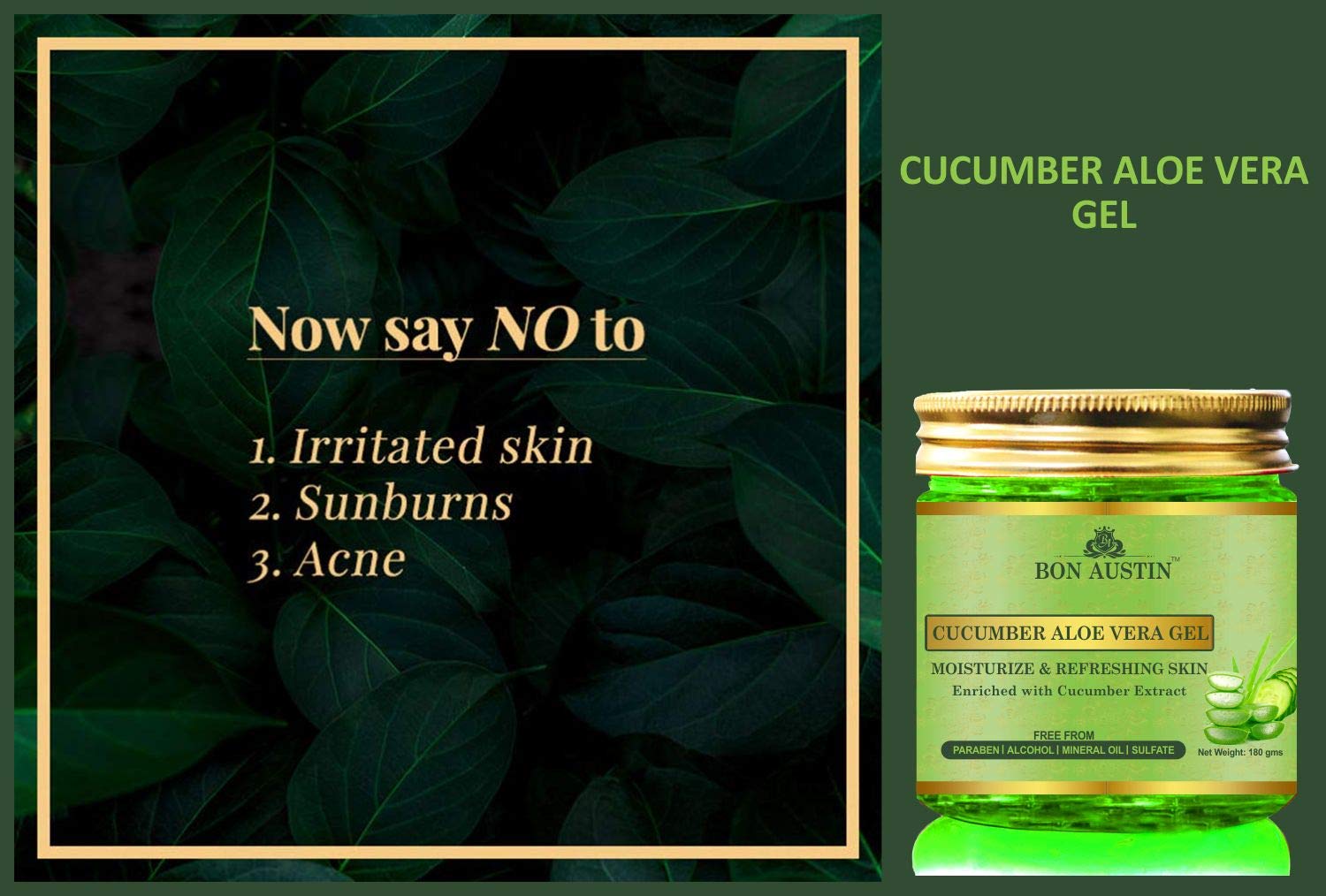 Bon Austin Premium Cucumber & Aloe Vera Face Gel- For Fresh & Glowing Face(180 Gms) 1