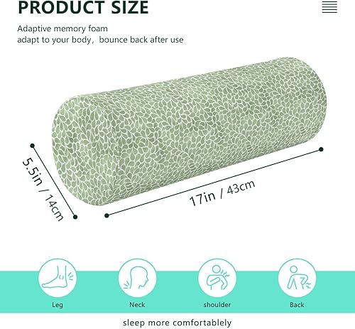 Miniatura 3 de Drops Elegant Green Bolster Pillow Yoga Bedding Essentials Round Neck Roll Pillow 17 Round Pillow Insert Cylinder Cover Sleep Posture