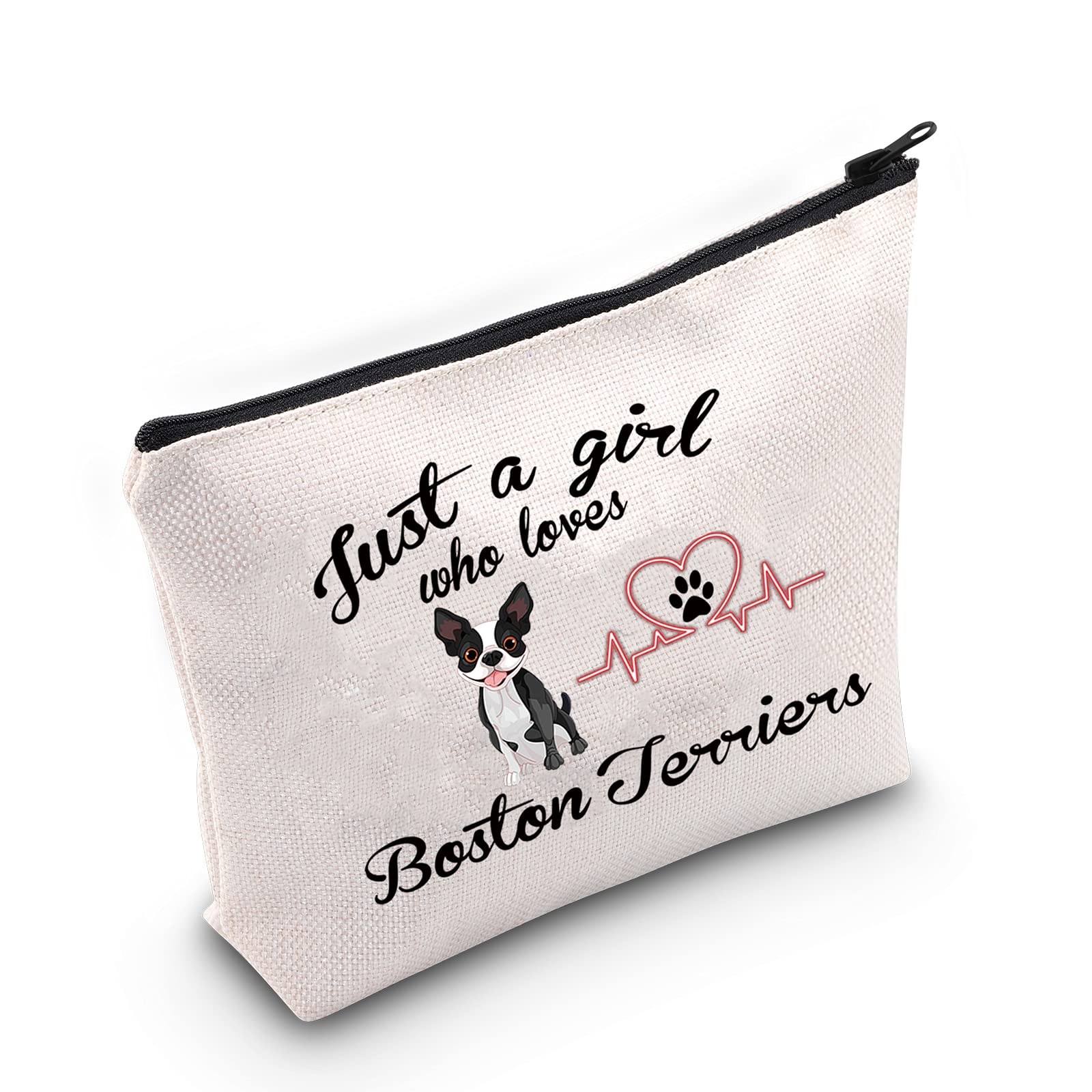 Boston Terrier Makeup Bag Just a Girl who Loves Boston Terriers Gifts Cosmetic Bag Zipper Pouch Travel Toiletries Bag Boston Terrier Lover Owner Gifts (Boston Terrier bag)