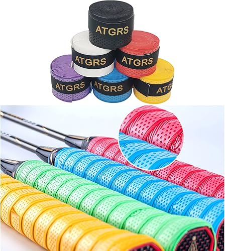 Miniatura 4 de Cinta de agarre para raqueta de tenis, absorbente, antideslizante, para tenis, bádminton, pickleball, mango de agarre y sobreagarre, superficie en