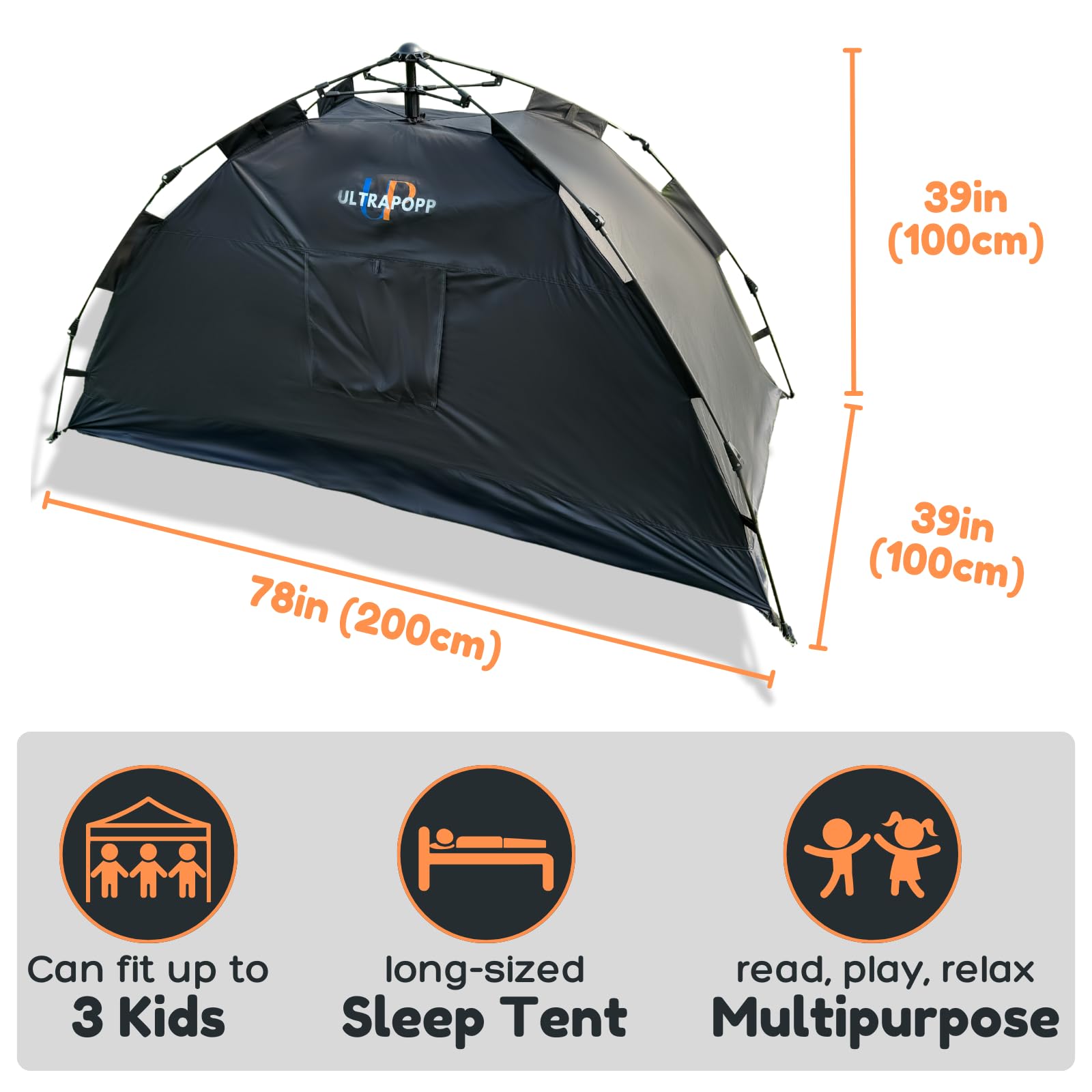 Ultrapopp Sensory Tent for Kids, Instant Easy Setup & Pack Blackout Calming for Autistic Children, Play and Sleep for Autism ADHD SPD OCD, 1-3 Person 39x79 in
