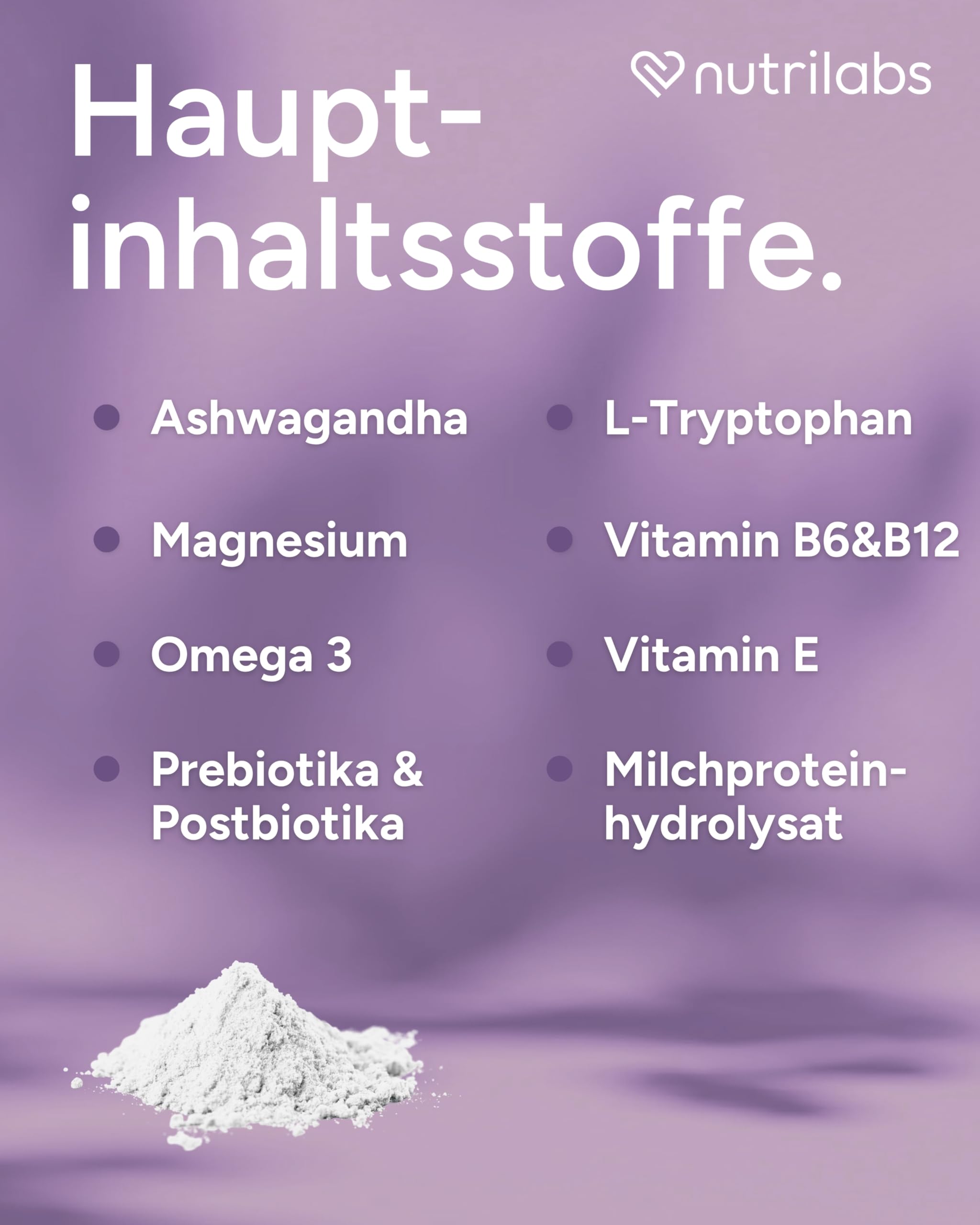 NutriLabs Zilcalm Beruhigungspulver für Katzen & Hunde - 100g - Mit Milchprotein, Ashwagandha, Probiotika, L-Tryptophan uvm. - Beruhigungsprodukte für Haustiere - Nahrungsergänzungsmittel Katze & Hund
