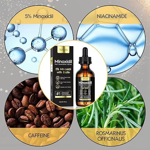 Miniatura 4 de Aceite de suero de crecimiento del cabello de minoxidil al 5% para hombres y mujeres, suero de biotina para el cabello, tratamiento más seguro para
