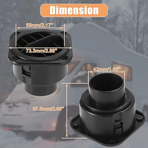 Miniatura 3 de X AUTOHAUX 4 unids salida de ventilación de aire caliente 1.654 in calentador de coche conducto tubo de manguera 360 grados giratorio aparcamiento