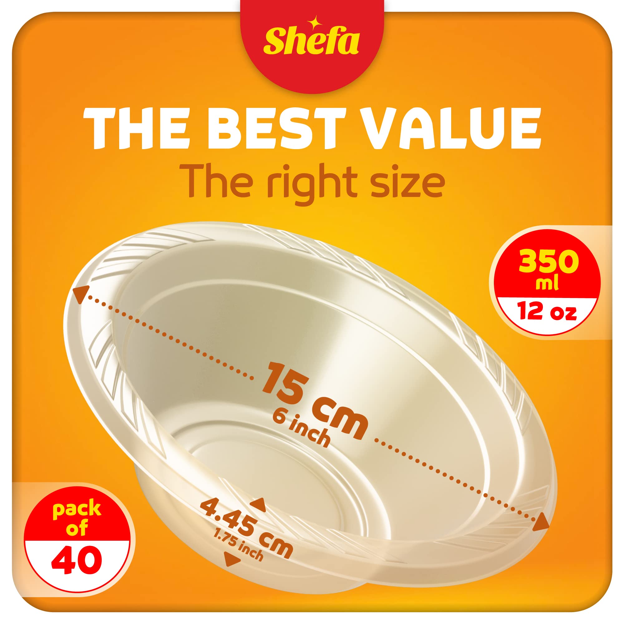 Shefa Set 40 ciotole trasparenti per zuppa 12 oz lavabili microonde