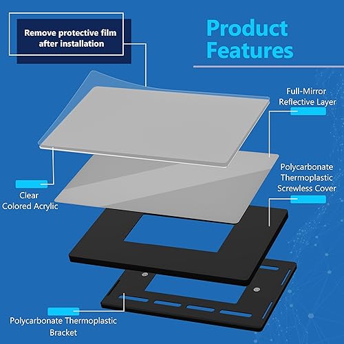 Miniatura 5 de LIDER Placa de pared en blanco, resistente a la temperatura y a los impactos, acrílico, reflectante, cubierta sin tornillos, actualización de