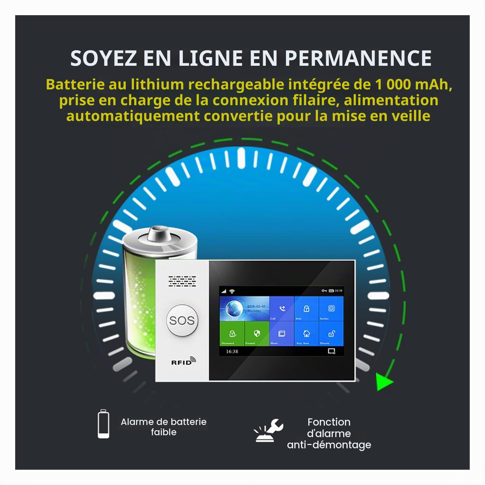 Système d'alarme de sécurité domestique, PG-107 Maison sans fil Tuya WiFi GSM Sécurité à domicile avec un système d'alarme de cambrioleur du détecteur de mouvement Appliquer Contrôler la voix du suppo