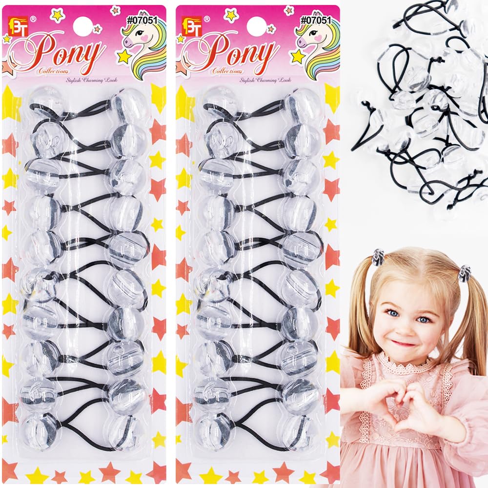 20 Pcs Hair Ties 20mm Ball Bubble Ponytail Holders Colorful Clear Assorted Elastic Accessories for Kids Children Girls (Clear)