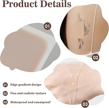 15pcs Tattoo Cover Up Patch - Ultra-Thin 0.02mm Invisible Concealer Sticker, Waterproof Sweatproof Cover for Tattoos, Scars, Birthmarks in Fair, Light, Natural Skin Tones