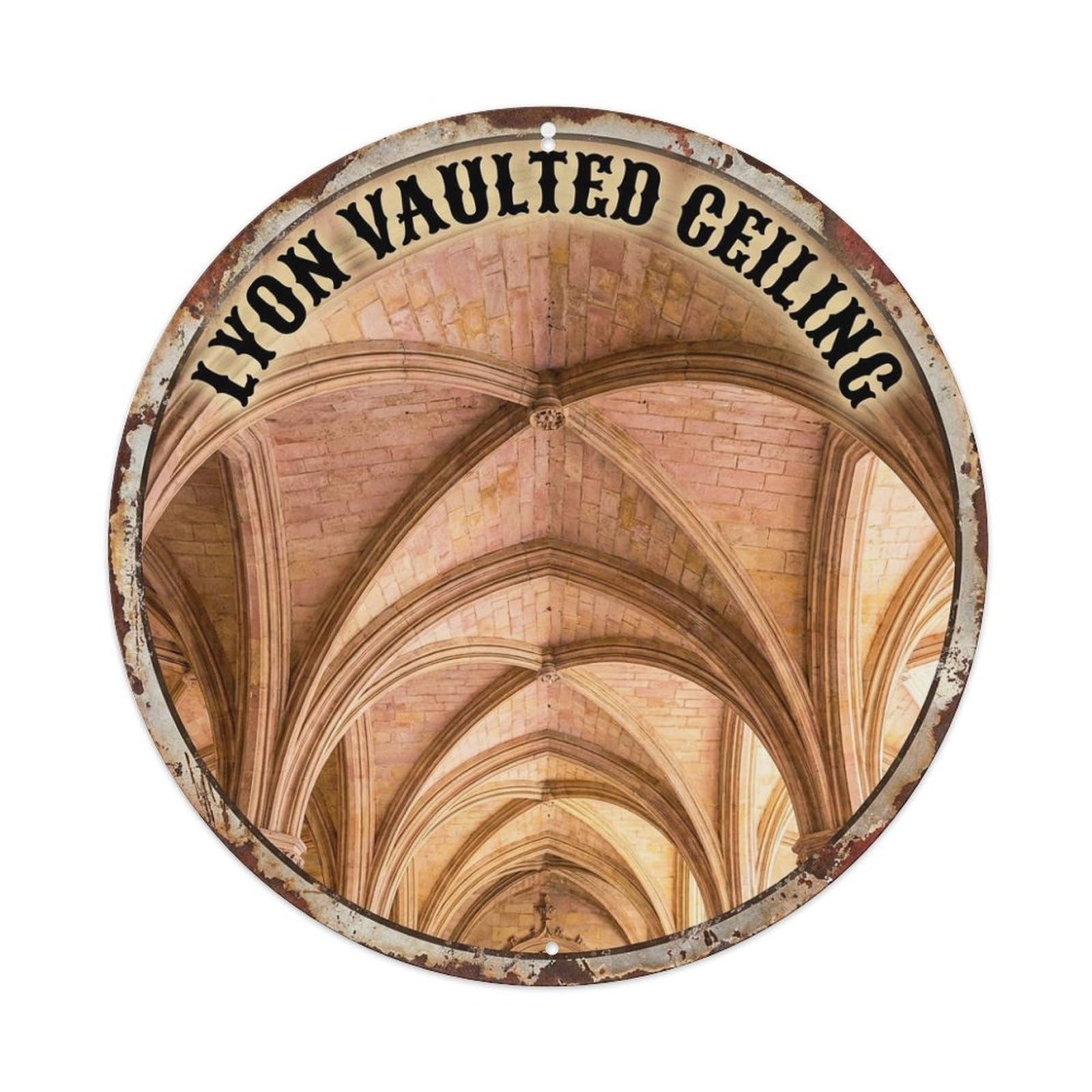 Vaulted Ceiling France Lyon Historic Architecture Metal Tin Sign