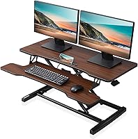 Vista 8 de FITUEYES - Escritorio de pie ajustable de altura de 36 pulgadas de ancho, convertidor para sentarse y estar de pie, escritorio de trabajo para Negro