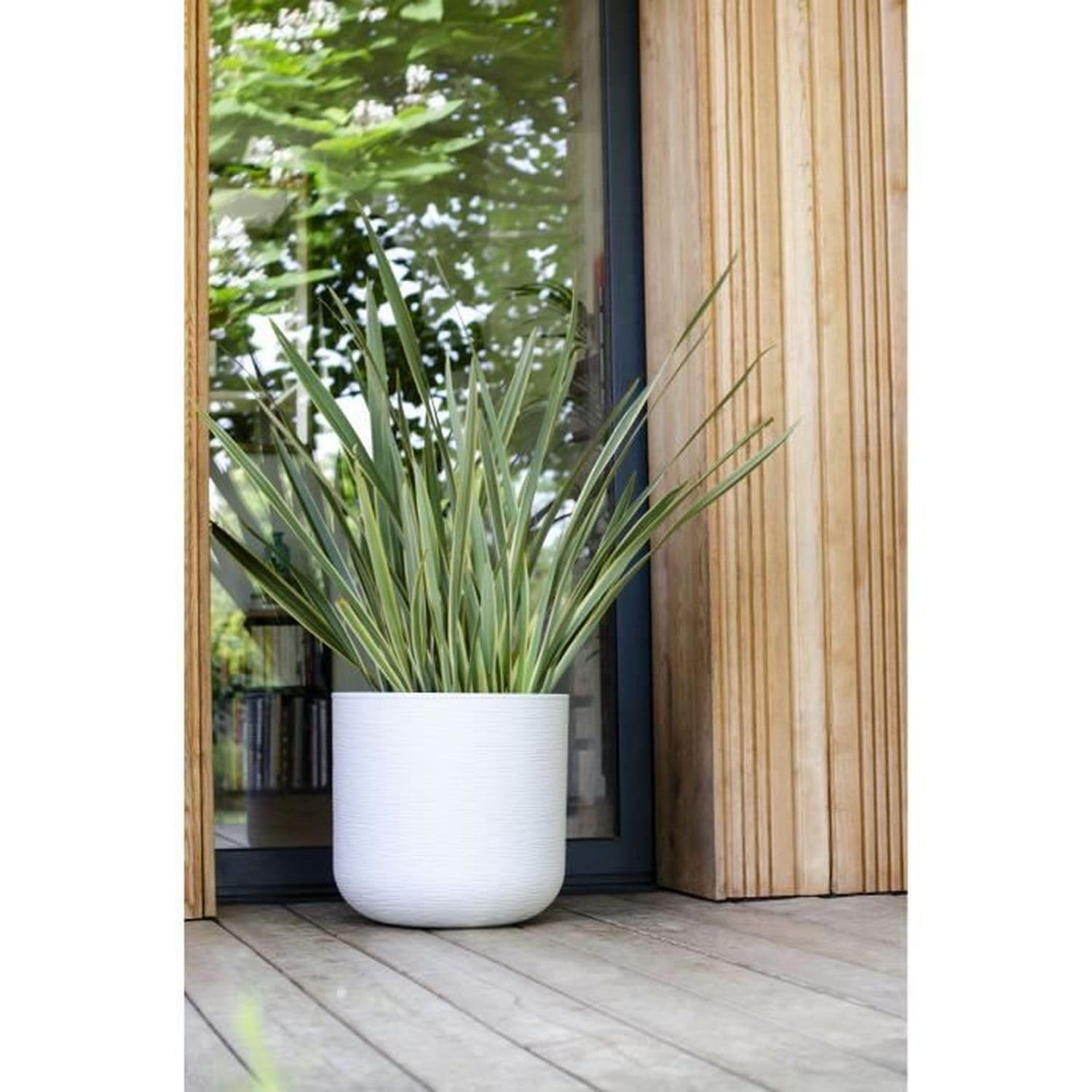EDA PLASTIQUE - Pot Rond 50 cm GraphitUp - 67 L - Blanc Ceruse