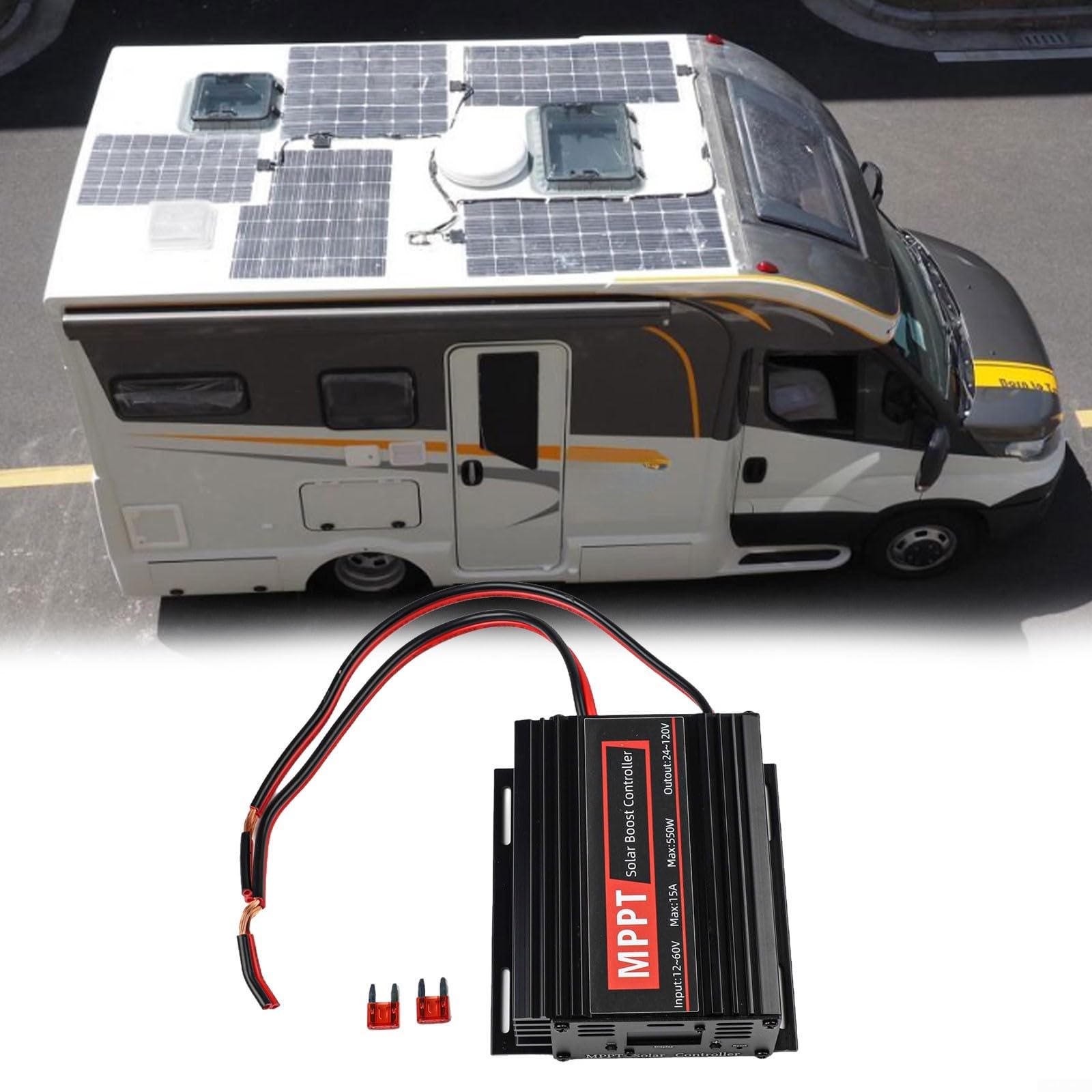 Smart MPPT Solar für Akku für Ladegerät, Controller, 15 A Boost-Modus, 12 V-50 V PV-Eingang für 24 V-88 V für Lifepo4 Acid Off Grid Power Kit