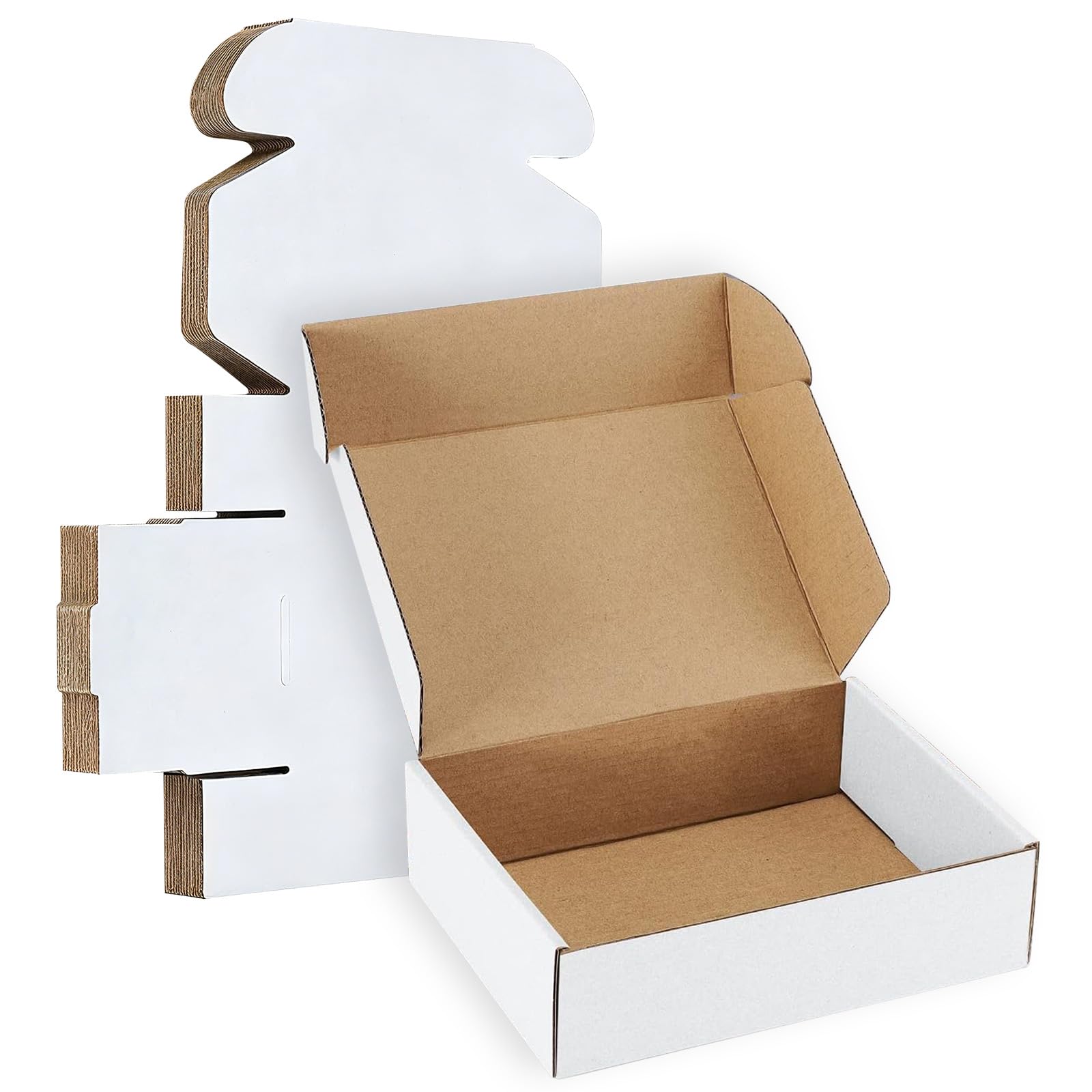 TAOBWN White Corrugated Cardboard Boxes, 10 Pcs Corrugated Cardboard Mailing Box, 17.9x12.7x5cm(7x5x2 Inch) Small Parcel Boxes for Small Business, Storing, Posting, Shipping, Gift