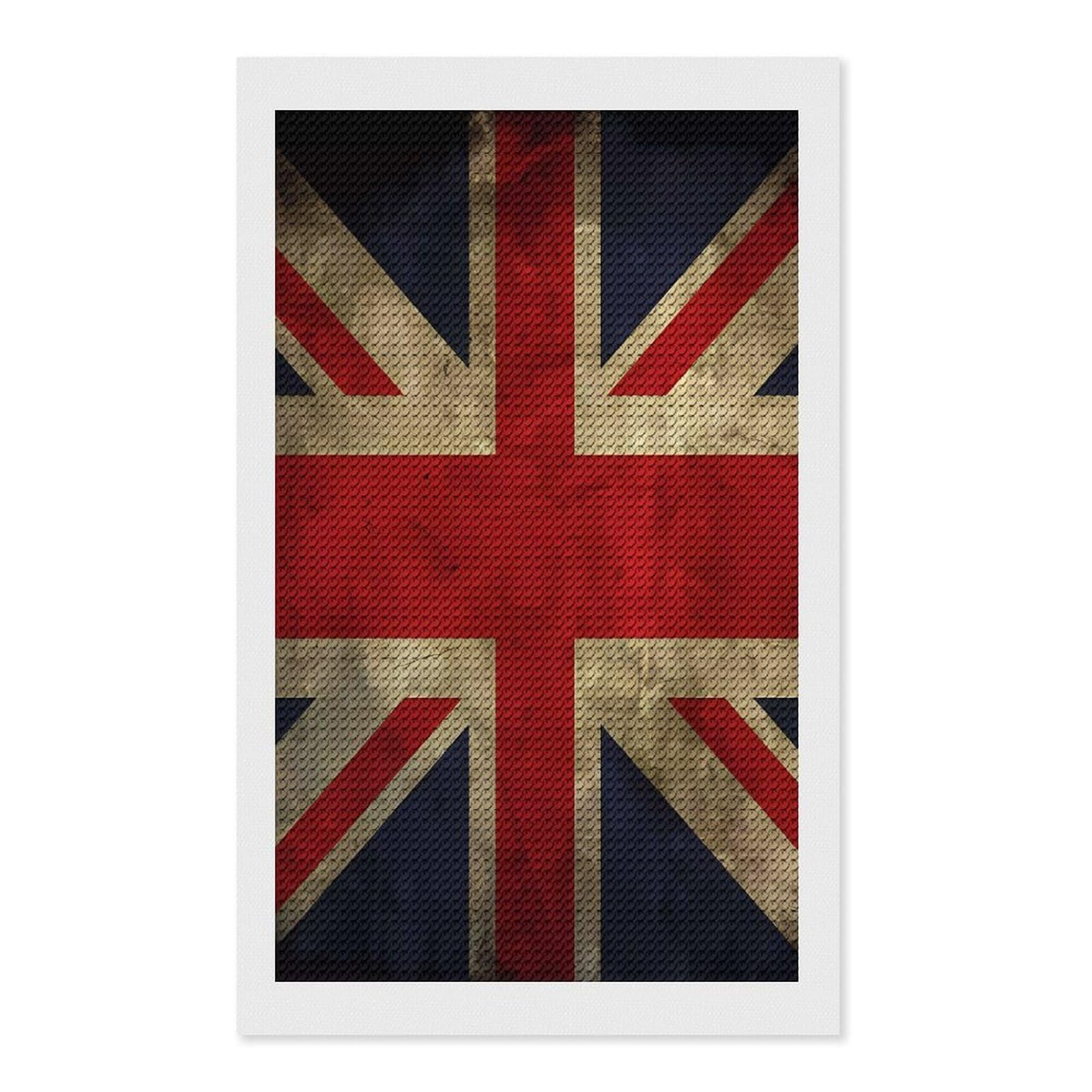 FodPand British Flag Diamond Art Kits for Adults Diamond Painting Kits for Beginner 5D DIY Full Round Drill Diamond Dot Painting Gem Art Crafts for Home Wall Decor