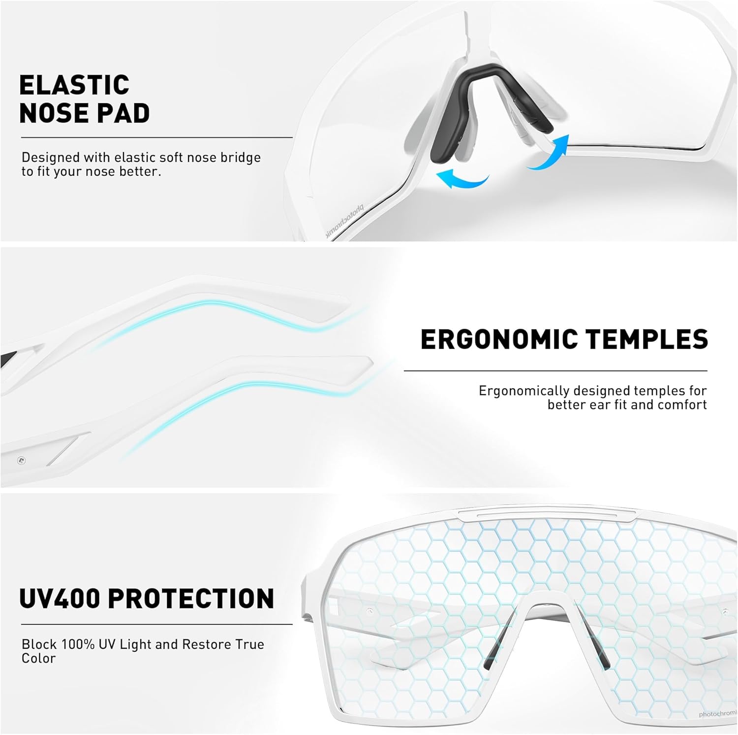 SCVCN Photochromic Cycling Glasses Men Women Clear Mountain Bike Sunglasses Sports Baseball Riding MTB S327 - Image 4