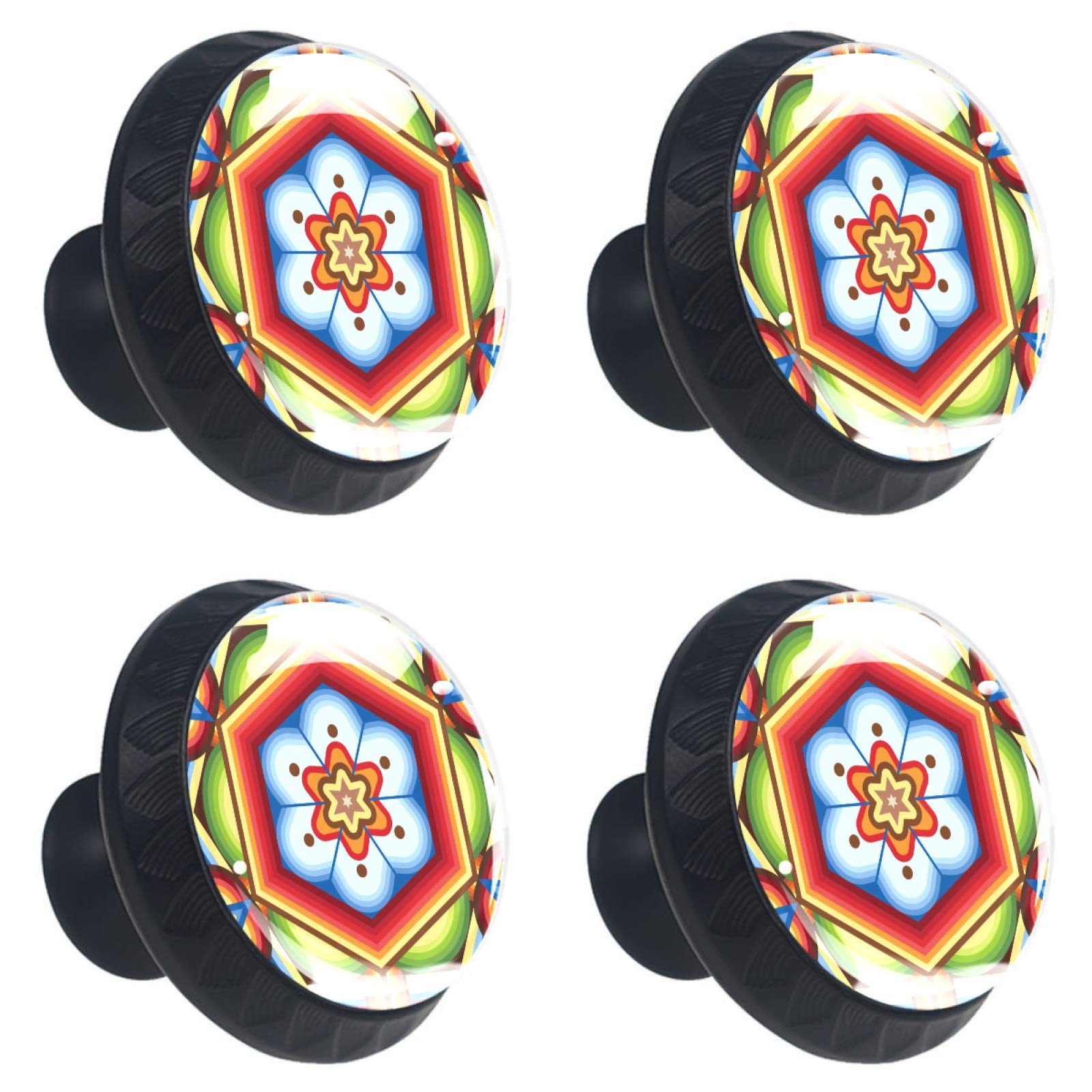 Boutons de tiroir Huichol lot de 4 poignées en verre coloré pour placard de cuisine