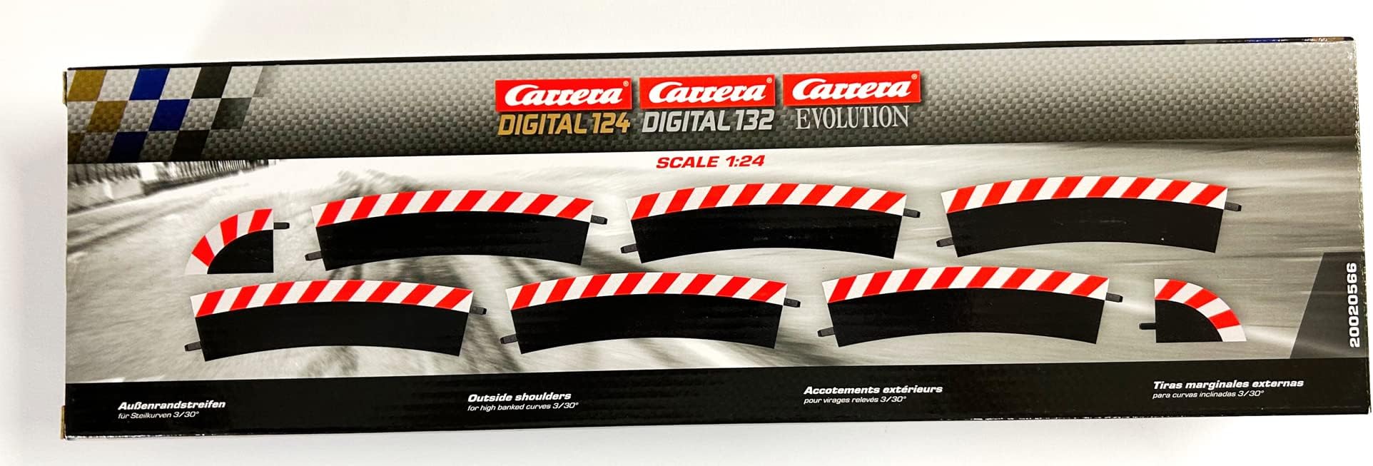 Carrera 20020563 Outer Edge Strips 3/30° (6), end Pieces (2) Slot Car Track Accessory.