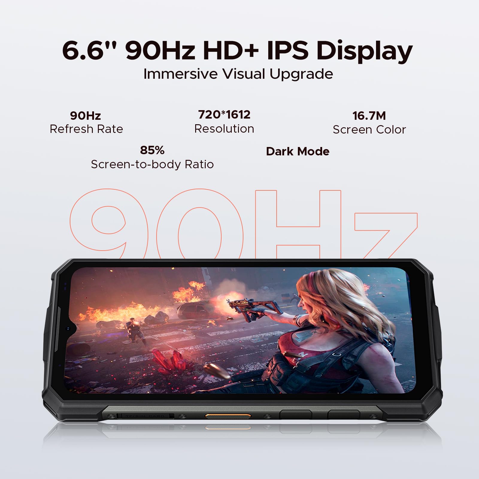 DOOGEE Fire 5 Rugged Phone Unlocked, 13000mAh Android 15 Dual Sim, 6.6" HD+90Hz Waterproof Phone 12GB+64GB, 2TB Expand, NFC, Face ID, OTG, Reverse Charging Rugged Smartphone for Outdoor Work