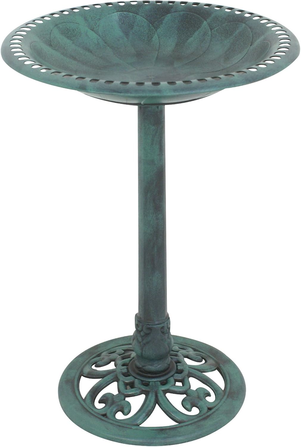 28 Inch Birdbath, Outdoor Resin Antique Bird Bath Accent Decorationfor Garden,Patio,Yard,Deck,Green