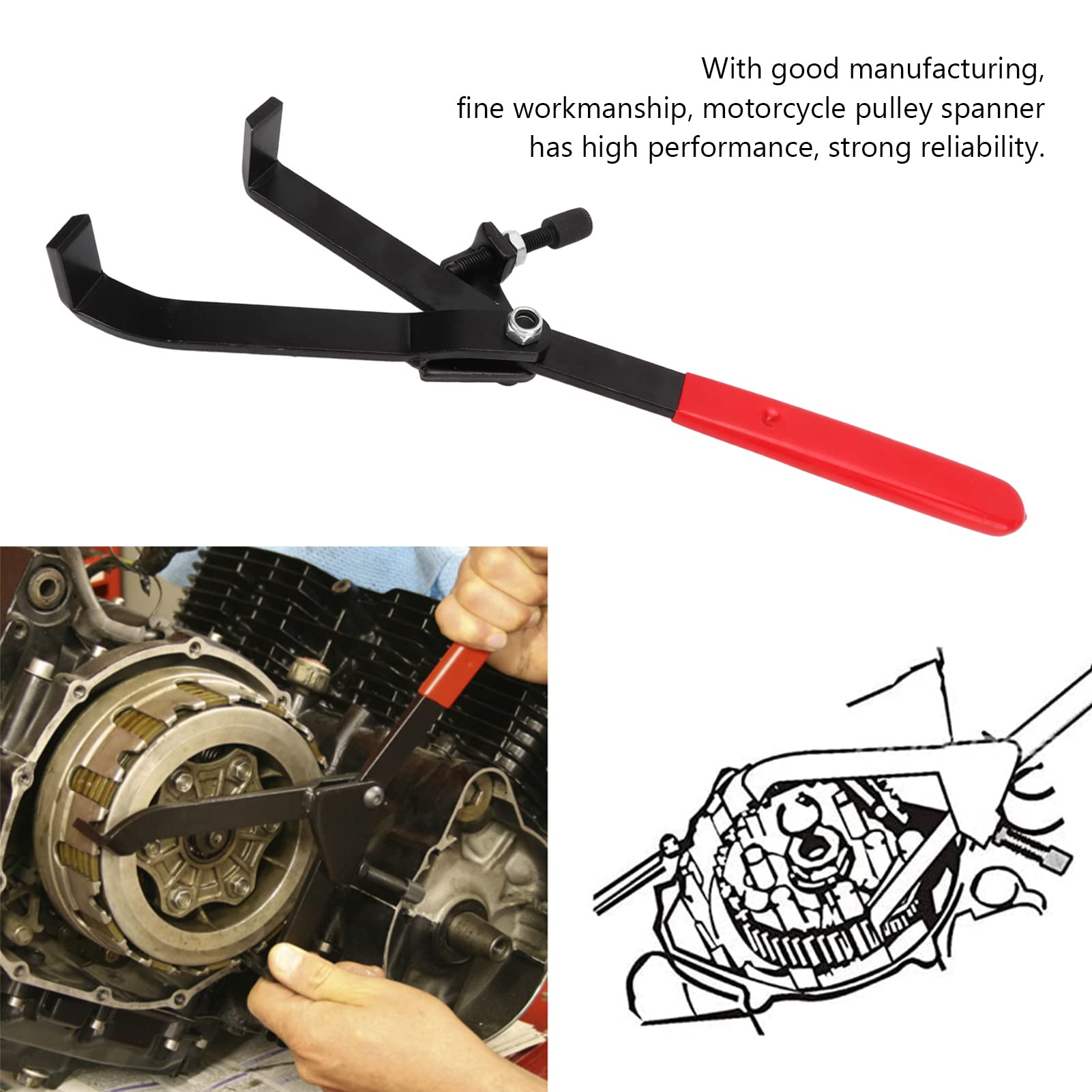Narzędzia Ręczne, Akozon Auto Repair Partsr Motocykl Klucz do Koła Pasowego Koło Zamachowe Klucz Narzędzie do Usuwania Sprzęgła Uniwersalny do Motocykla ATV, Regulowane Klucze, Klucz Sprzęgła Koła Zam