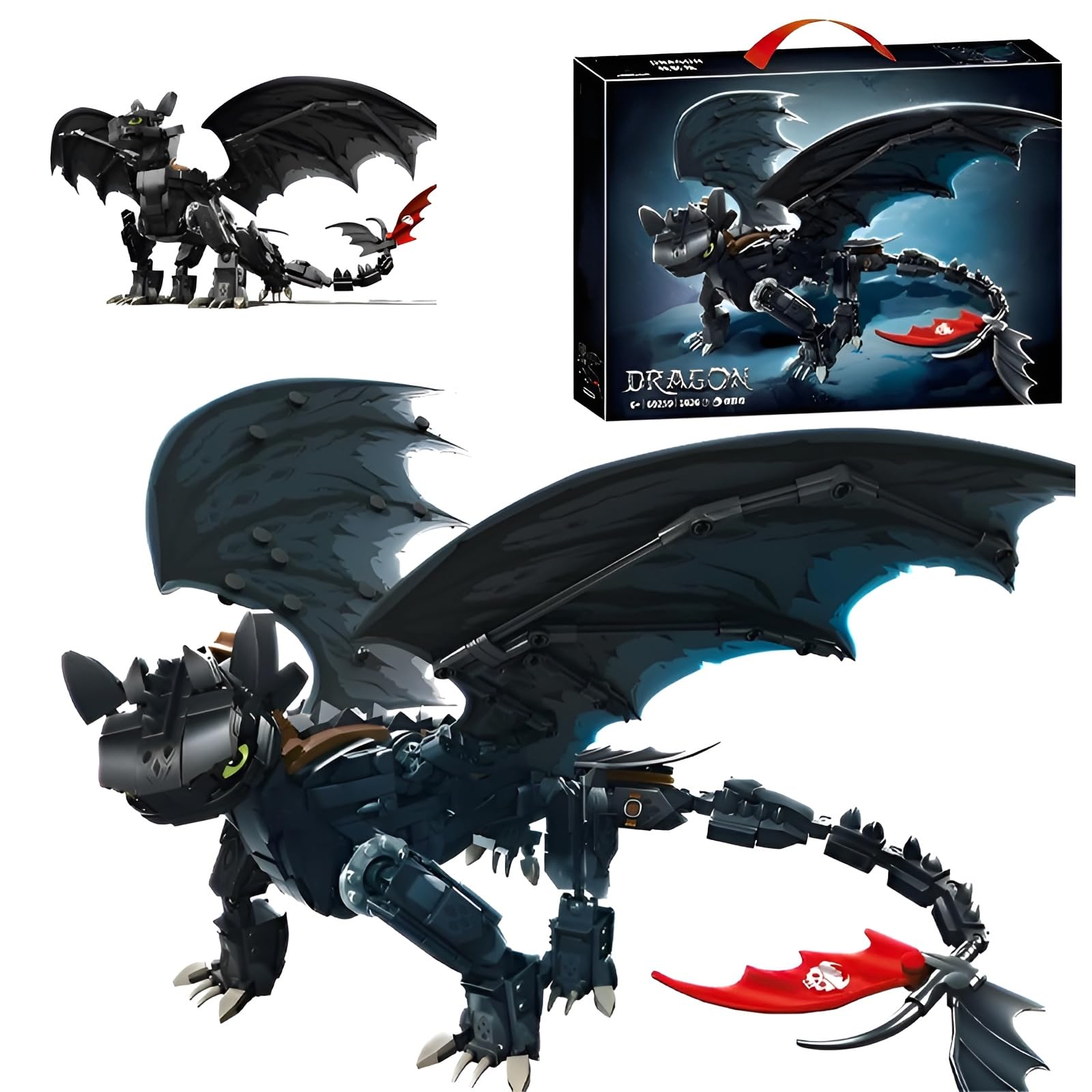 Night Dragon Building Block Set, 1026 PCS Dream Movie Fiction Animals Building Bricks Kit, Cool Dragon Movie Gifts Model Toy