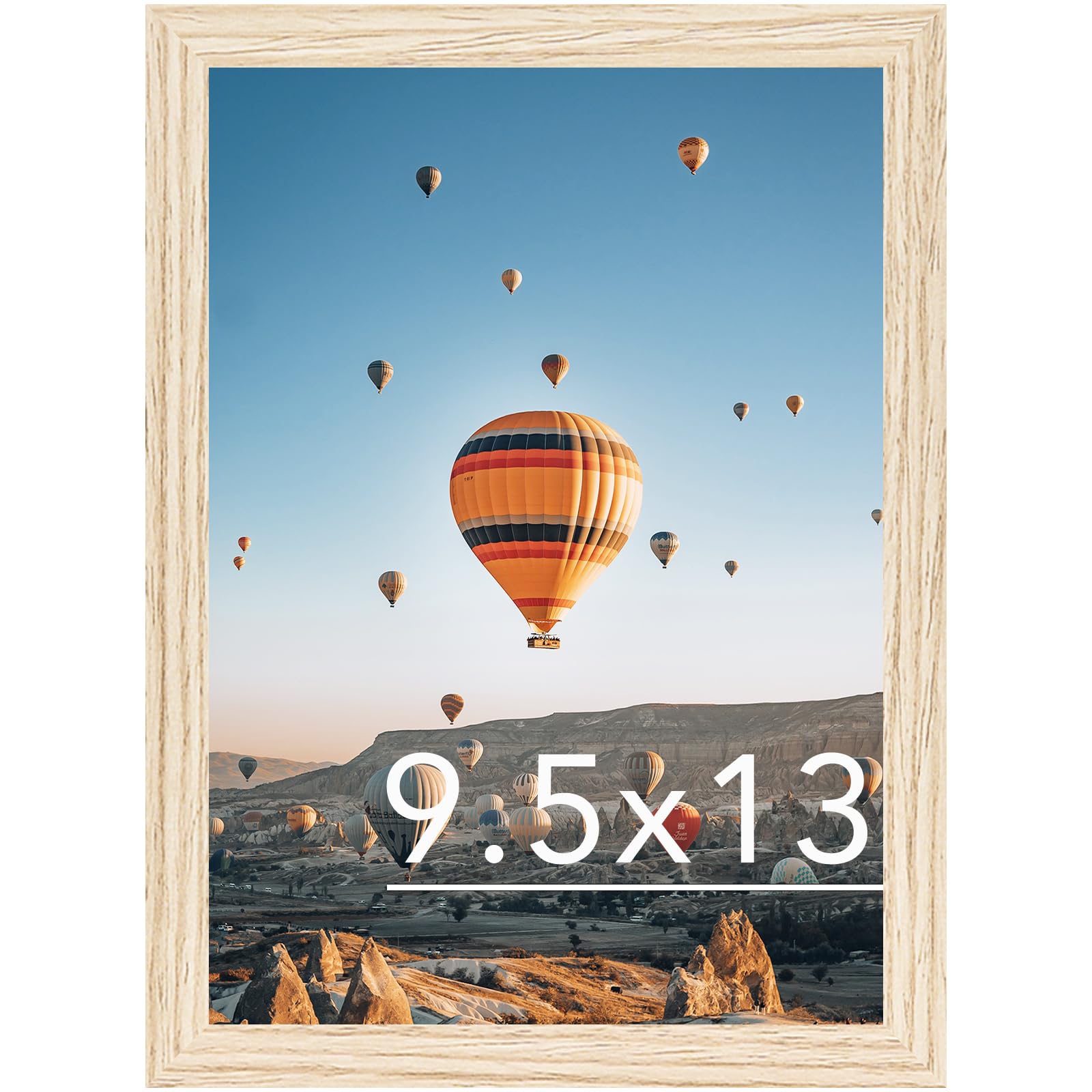 JCJMY 9.5x13 Picture Frame Natural for Wall Hanging, Wall Mounting Horizontally or Vertically, 9.5 x 13 Wall Gallery Poster Photo Frame with Shatter Resistant Plexiglass, Natural