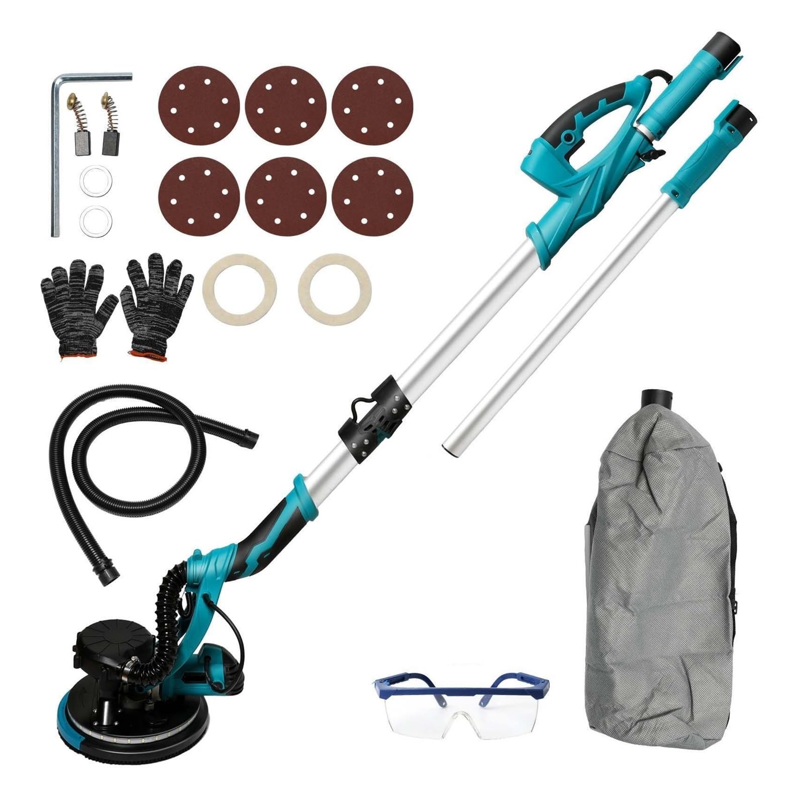 Wafohsr One Color 1250W Electric Drywall Sander With Vacuum 800-1800Rpm Floor With Foldable Extendable Handle Abrasive Polishing Tool Powerful Motor