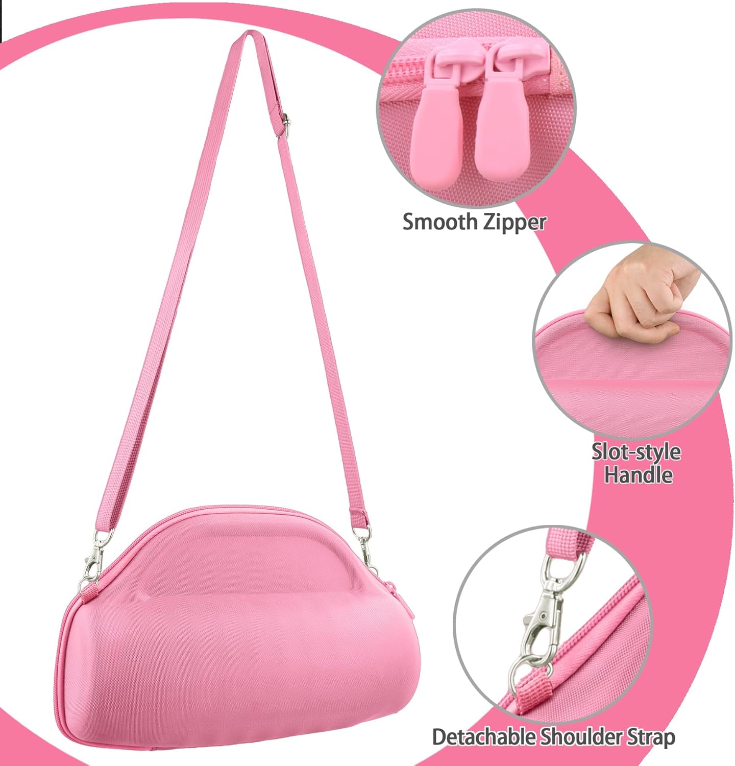 co2CREA Case for JBL Charge 6 Waterproof Portable Bluetooth Speaker, Hard Travel Bag with Detachable Shoulder Strap (Pink Case) - Image 6