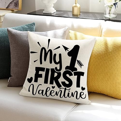 Miniatura 4 de Funda de almohada con texto en inglés «My First Valentine», romántica funda de cojín para el día de San Valentín, decoración del hogar, sofá, sala